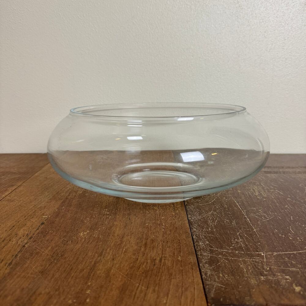 Large‎ Shallow Bowl Heavy Glass Decorative Planter Candy Dish Flower Pot